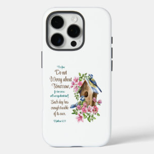Do not Worry about Tomorrow Christian Floral Birds iPhone 16 Pro Case