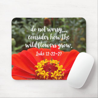 Do Not Worry Consider Wild Flowers Christian Bible Mouse Mat