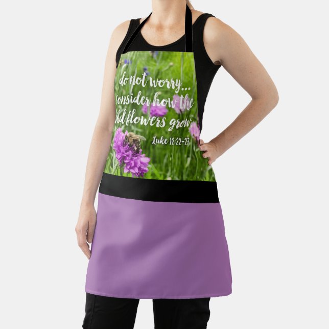 Do Not Worry Wild Flowers Bee Christian Bible Apron (Insitu)