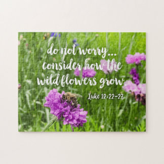 Do Not Worry Wild Flowers Bee Christian Bible Jigsaw Puzzle