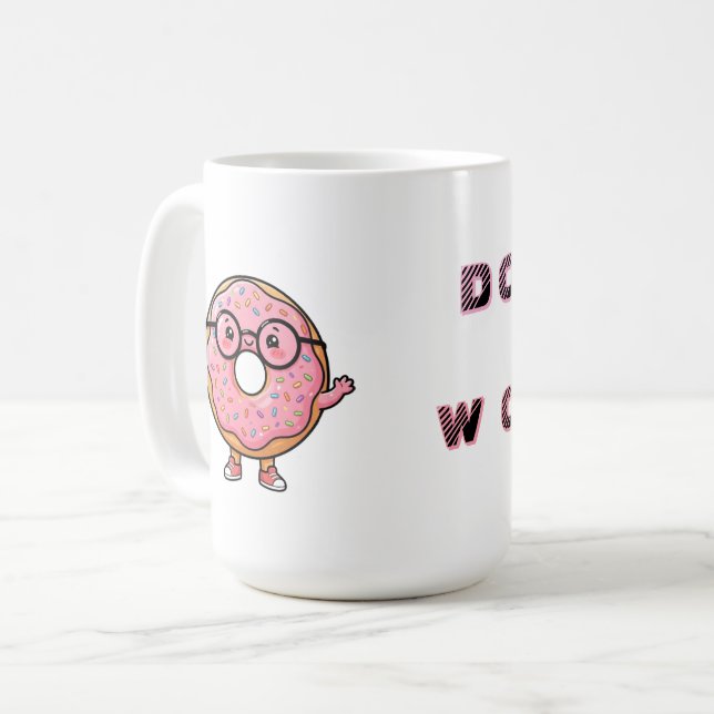 Do‑nut Worry – Cute Doughnut Cartoon Character Coffee Mug (Front Left)