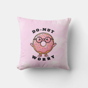 Do‑nut Worry – Cute Doughnut Cartoon Character Cushion