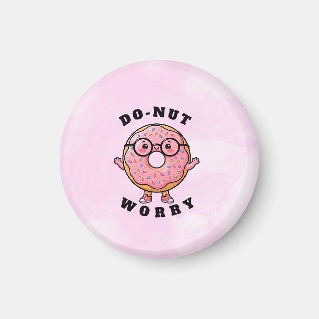 Do‑nut Worry – Cute Doughnut Cartoon Character Magnet (Front)
