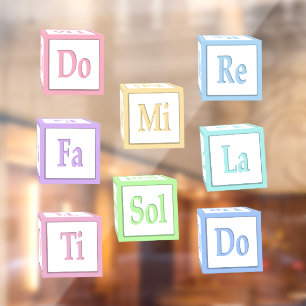 "Do Re Mi Fa So La Ti" Solfeggio Baby Blocks Kids Window Cling