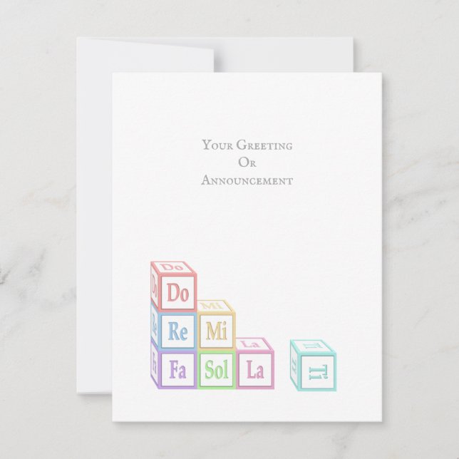 "Do Re Mi Fa So La Ti" Stacked Musical Baby Blocks Card (Front)