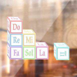 "Do Re Mi Fa So La Ti" Stacked Musical Baby Blocks Window Cling