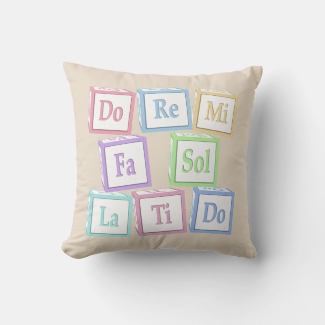 "Do Re Mi" Octave Solfeggio Musical Baby Blocks Cushion (Front)