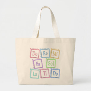 "Do Re Mi" Octave Solfeggio Musical Baby Blocks Large Tote Bag