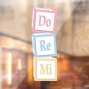 "Do Re Mi" Solfege Stacked Baby Blocks Kids Music  Window Cling