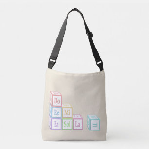 "Do Re Mi" Stacked Musical Baby Blocks Tan Crossbody Bag
