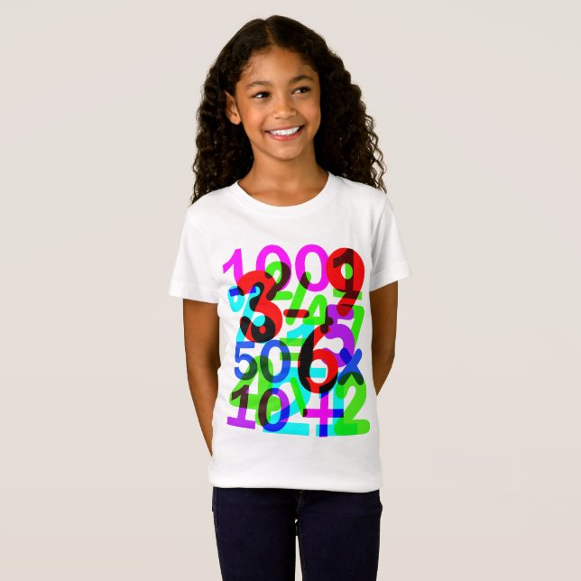 Do The Math Fun Colourful Numbers Typography T-Shirt (Front Full)