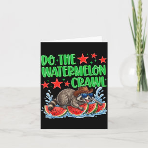 Do The Watermelon Crawl Funny Racoon Cowboy Card
