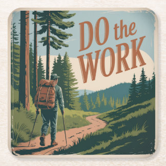 Do The Work Square Paper Coaster