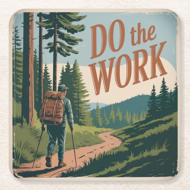 Do The Work Square Paper Coaster (Front)