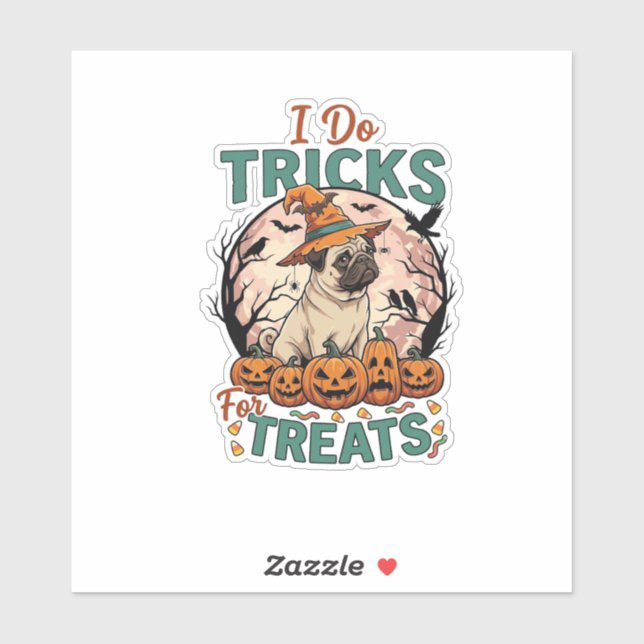 Do Tricks Treats Halloween Pug Witch Hat Pumpkins_ (Sheet)
