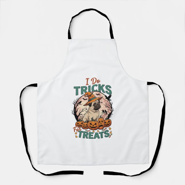 Do Tricks Treats Halloween Pug Witch Hat Pumpkins_ Apron (Front)