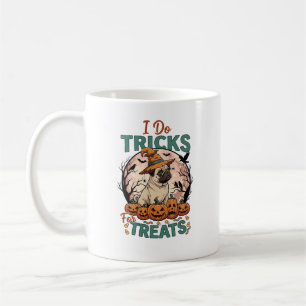 Do Tricks Treats Halloween Pug Witch Hat Pumpkins_ Coffee Mug