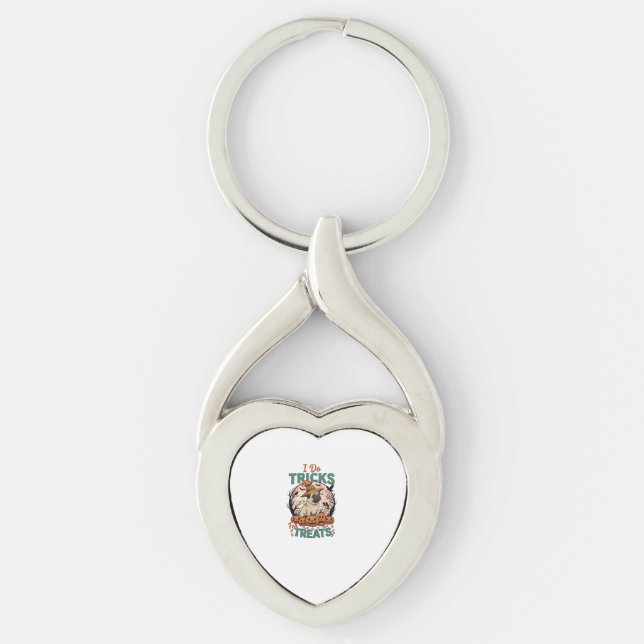 Do Tricks Treats Halloween Pug Witch Hat Pumpkins_ Key Ring (Front)