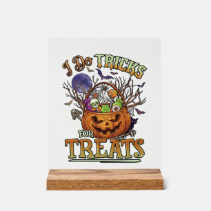 Do Tricks Treats Halloween Pumpkin Basket Candy Sk Acrylic Sign