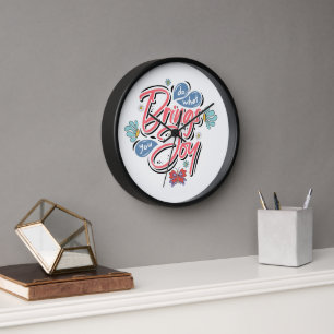 Do what brings you Joy Floral and Butterfly quote Clock