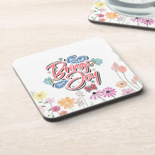 Do what brings you Joy Floral and Butterfly quote Coaster