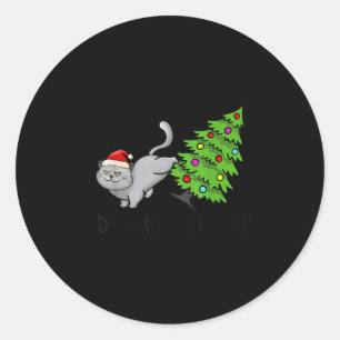 Do What I Want Christmas Cat Xmas Tree Funny Classic Round Sticker
