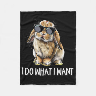 Do What I Want Mini Holland Lop Bunny Rabbit Lover Fleece Blanket