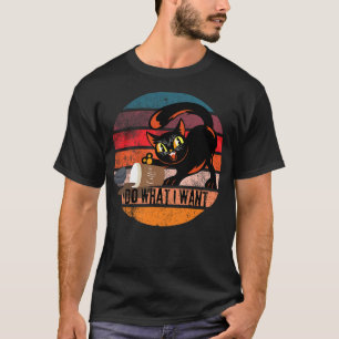 Do What I Want Vintage Black Cat Coffee Cup Funny  T-Shirt