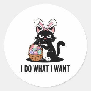 Do What I Want Vintage Black Cat Funny Easter Cat Classic Round Sticker