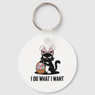 Do What I Want Vintage Black Cat Funny Easter Cat Key Ring