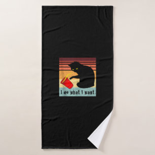 Do What I Want Vintage Black Cat Red Cup Funny My Bath Towel