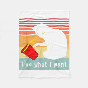 Do What I Want Vintage Black Cat Red Cup Funny My Fleece Blanket