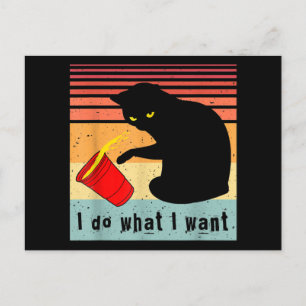 Do What I Want Vintage Black Cat Red Cup Funny My Holiday Postcard