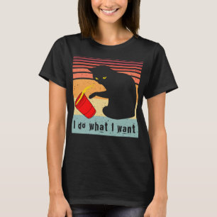 Do What I Want Vintage Black Cat Red Cup Funny My T-Shirt