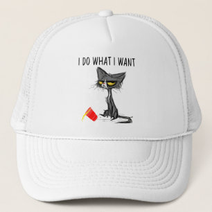 Do What I Want Vintage Black Cat Red Cup Funny Trucker Hat