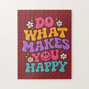 Do What Makes You Happy – Colourful Retro Positive Jigsaw Puzzle