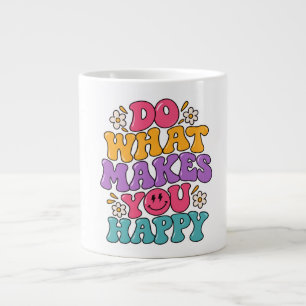 Do What Makes You Happy – Colourful Retro Positive Large Coffee Mug
