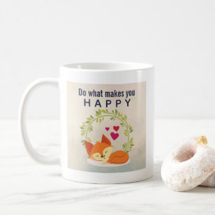 Do What Makes You Happy Sleeping Fox with Hearts Coffee Mug