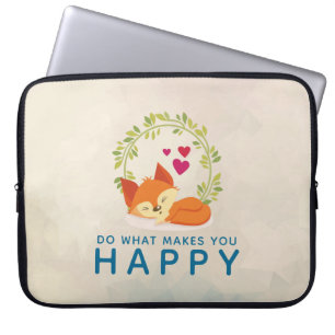 Do What Makes You Happy Sleeping Fox with Hearts Laptop Sleeve