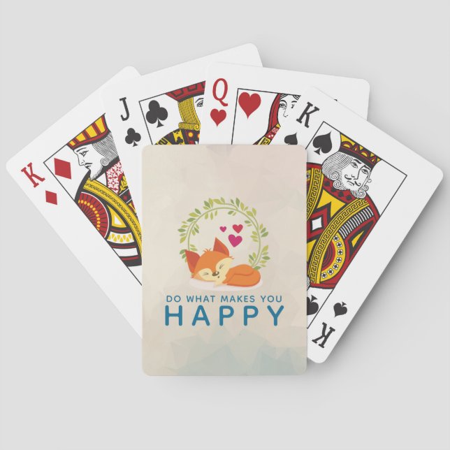 Do What Makes You Happy Sleeping Fox with Hearts Playing Cards (Back)