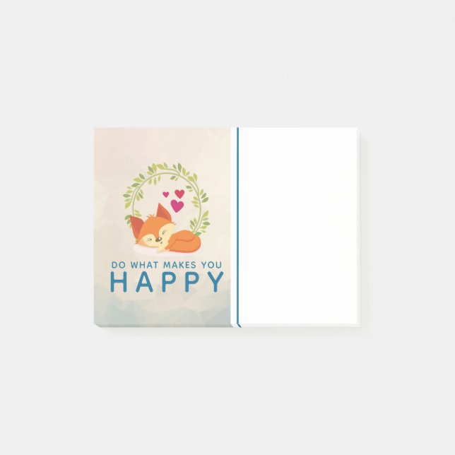 Do What Makes You Happy Sleeping Fox with Hearts Post-it Notes (Front)