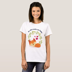 Do What Makes You Happy Sleeping Fox with Hearts T-Shirt