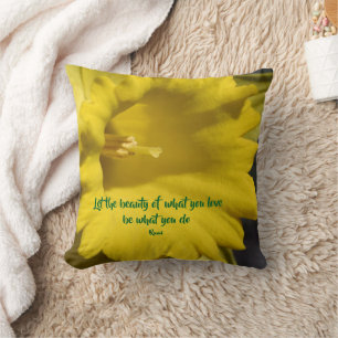 Do What You Love Daffodil Inspirational Rumi Quote Cushion