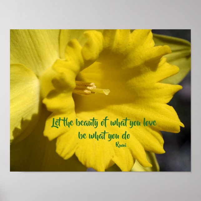 Do What You Love Daffodil Inspirational Rumi Quote Poster (Front)
