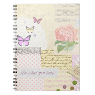 Do what you love - Girly Pink & Cream collage Notebook