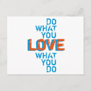 do what you love, inspirational word art print postcard