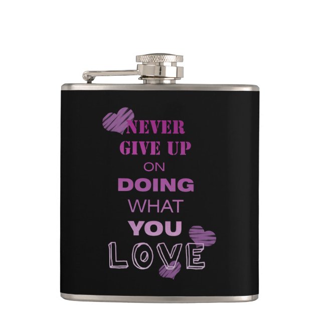 Do what you love Motivational quote Typography Hip Flask (Front)