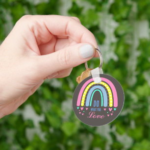 "DO WHAT YOU LOVE"QUOTE RETRO BOHO RAINBOW ROUND  KEY RING