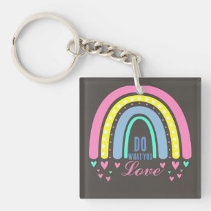 "DO WHAT YOU LOVE" QUOTE VINTAGE BOHO RAINBOW    KEY RING