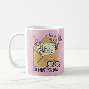 Do what you love wildflowers butterflies glasses coffee mug